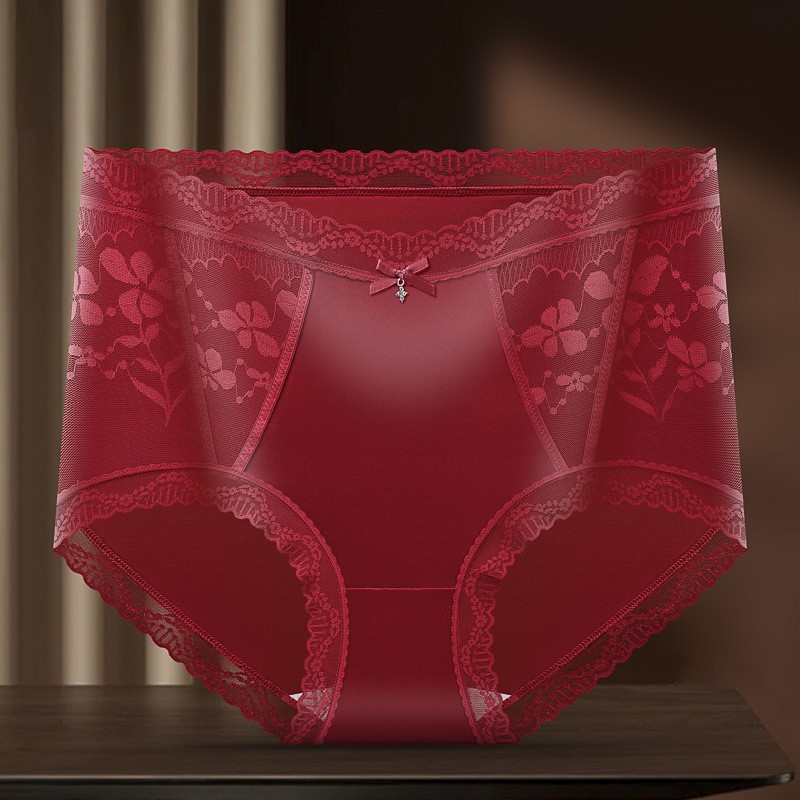 3 Pack Lace Panties Mid Waist Seamless Breathable Bikini Cotton Crotch S-XL