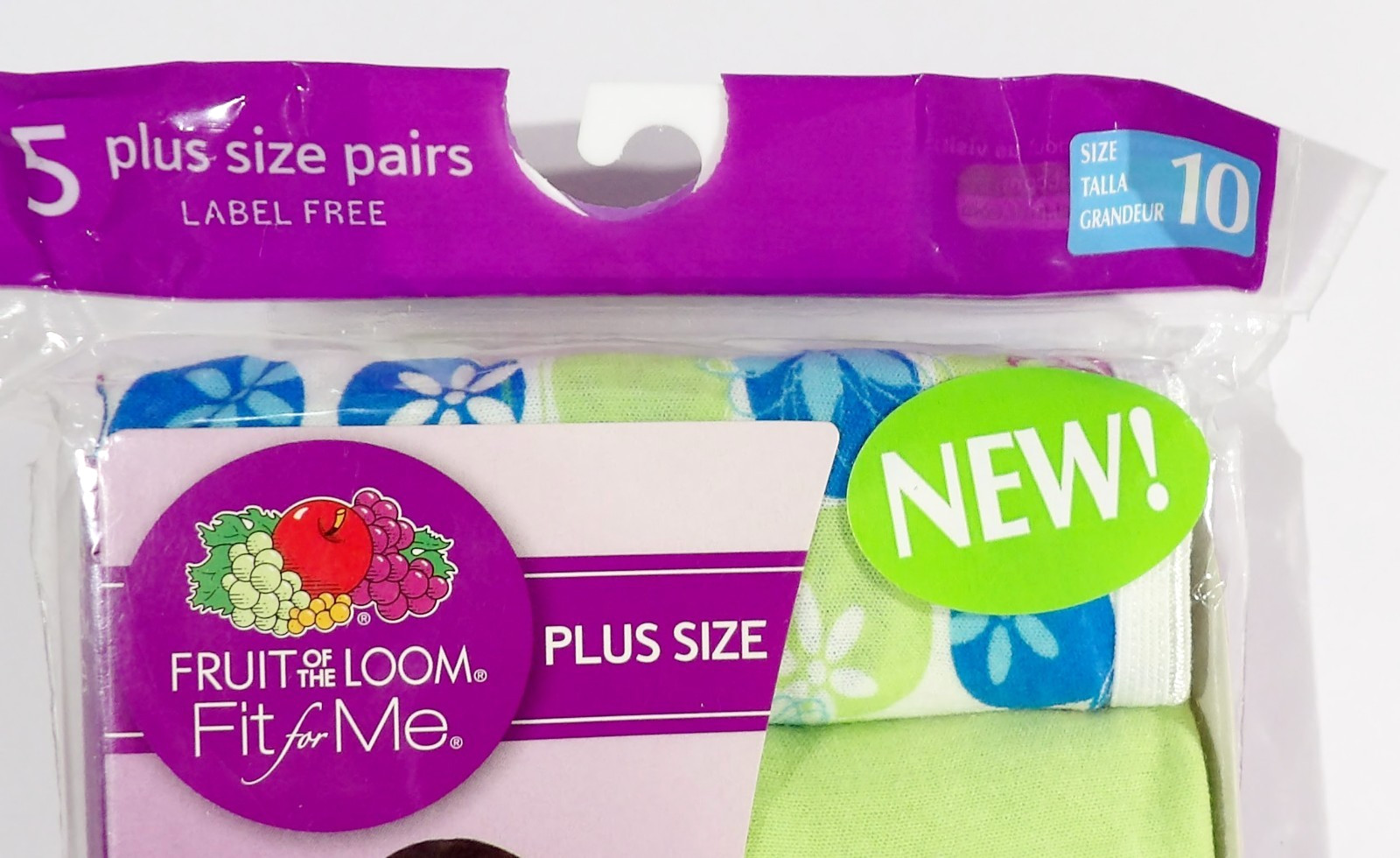 5 Pairs Fruit of the Loom Fit for Me Cotton Bikinis Plus Size 10 3X NOS 2011