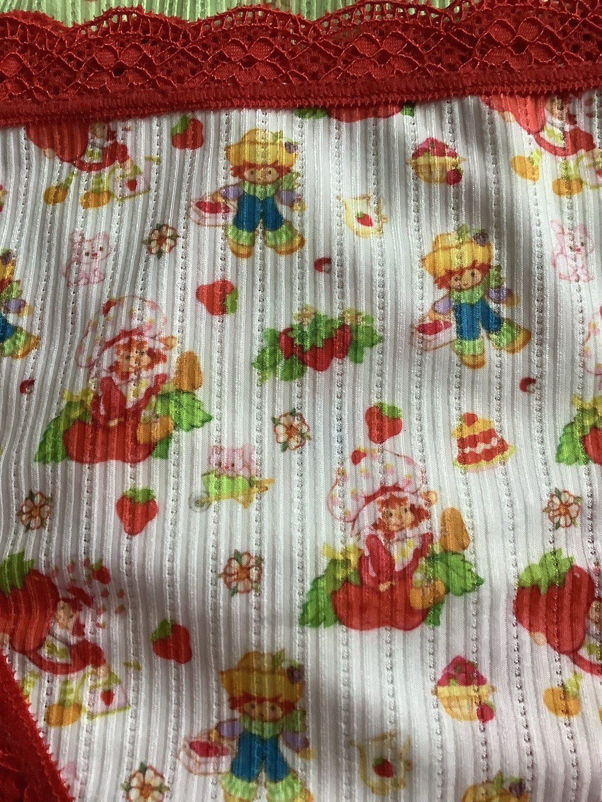 Women’s Teen Strawberry Shortcake Thong Kawaii Panties Cartoon Red 3pk. Large