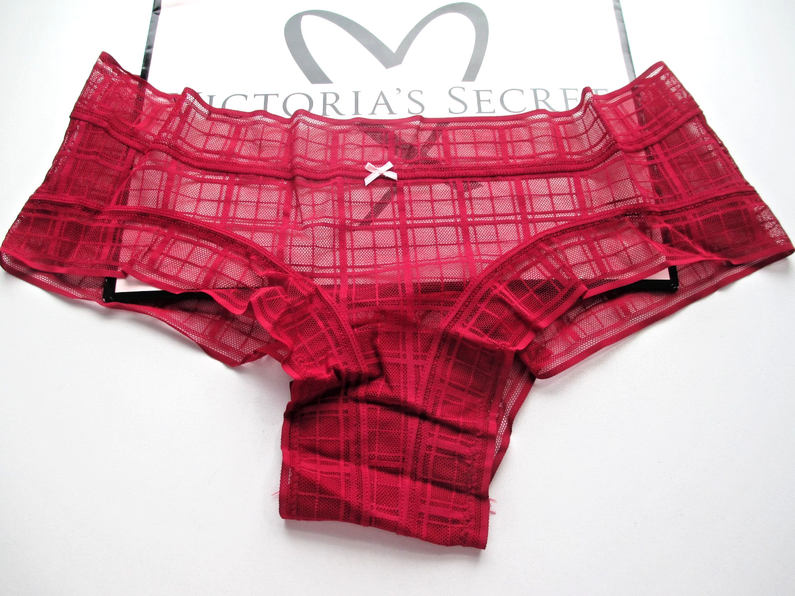 VICTORIA’S SECRET Cheeky Panty S M L XL Red NWT Plaid Lace VS FREE SHIP 4+