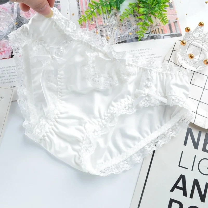 1pc Milk Silk Panties Low Waist Lace Cosplay Cartoon Style Cute Women Lingerie