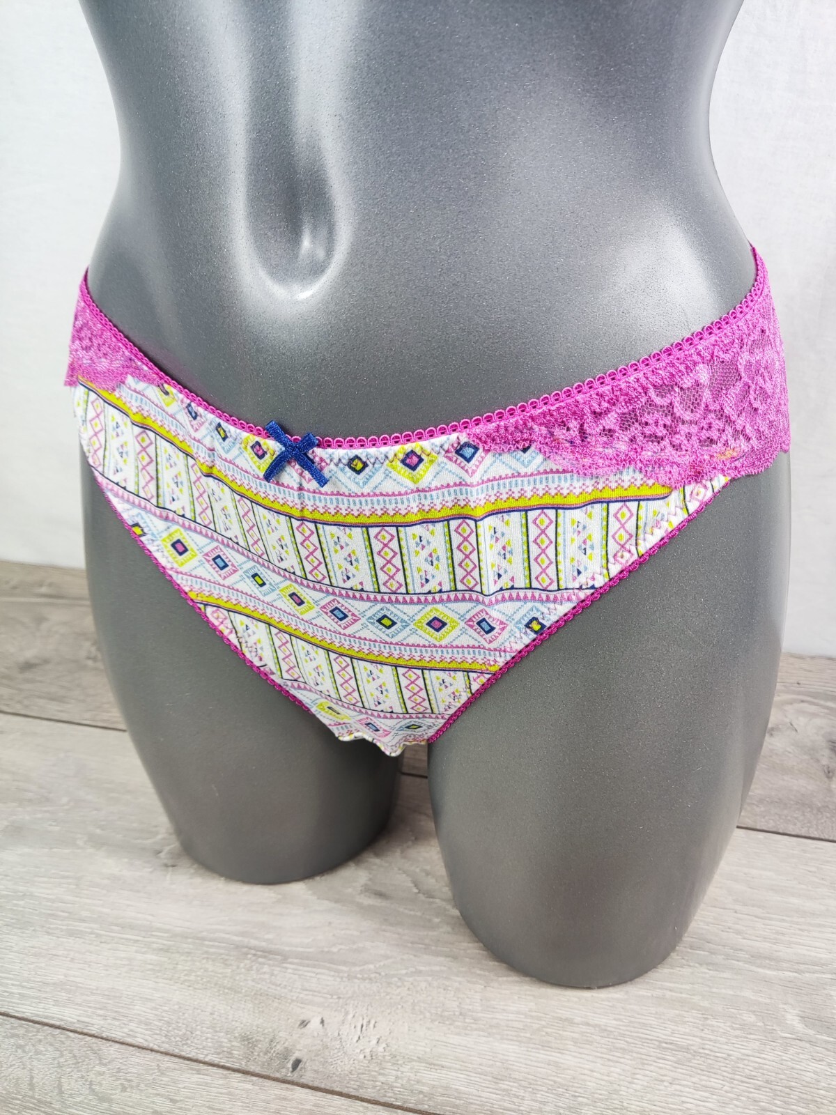 NEW BOUX AVENUE Pink Mix Lace Back Aztec Brief Underwear UK 10 12 16