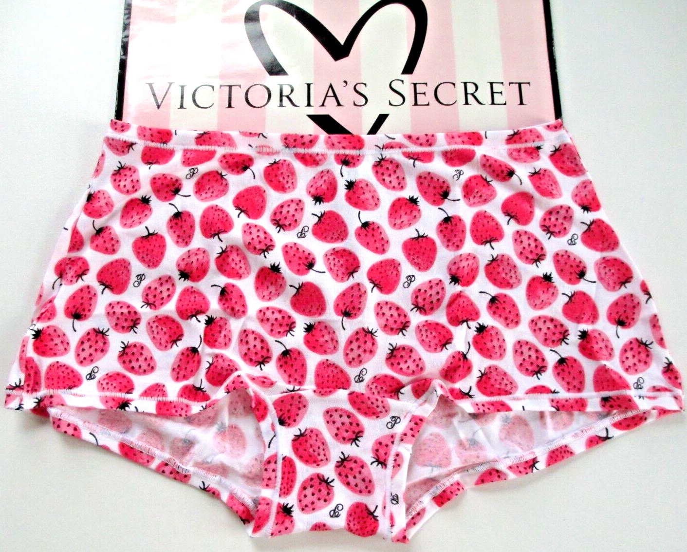 VICTORIA’S SECRET PINK Cotton Boyshort Panty S Strawberries NWT Shortie VS