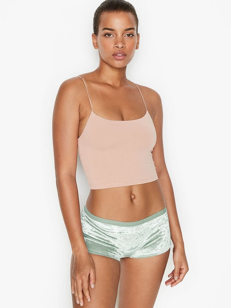 M Seafoam Sage Dust Green FULL VELVET RARE Victorias Secret LOGO Shortie Pantie