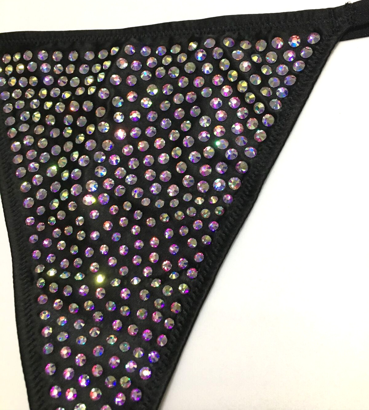 Victorias Secret Very Sexy Black Rhinestones V-String Thong Panty Size M Sparkly