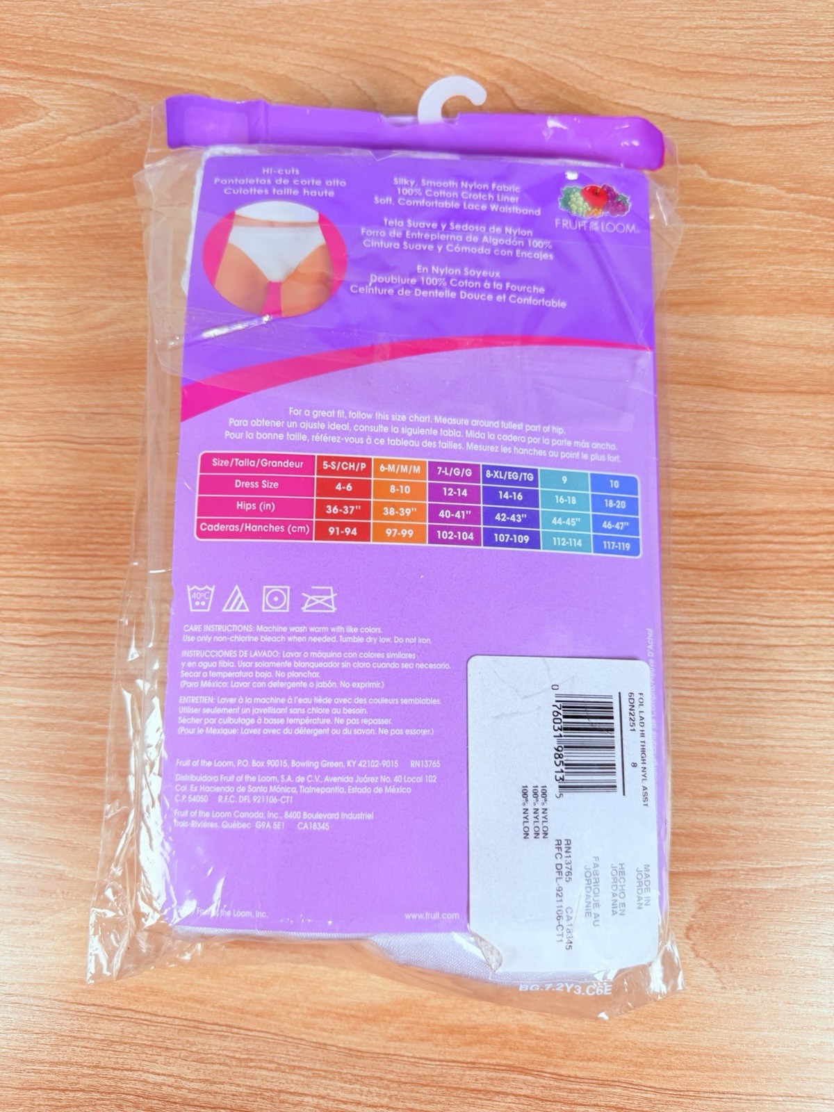 Vintage 2009 Fruit of the Loom Nylon Hi-Cut Panties 6 Pack XL Size 8 NOS