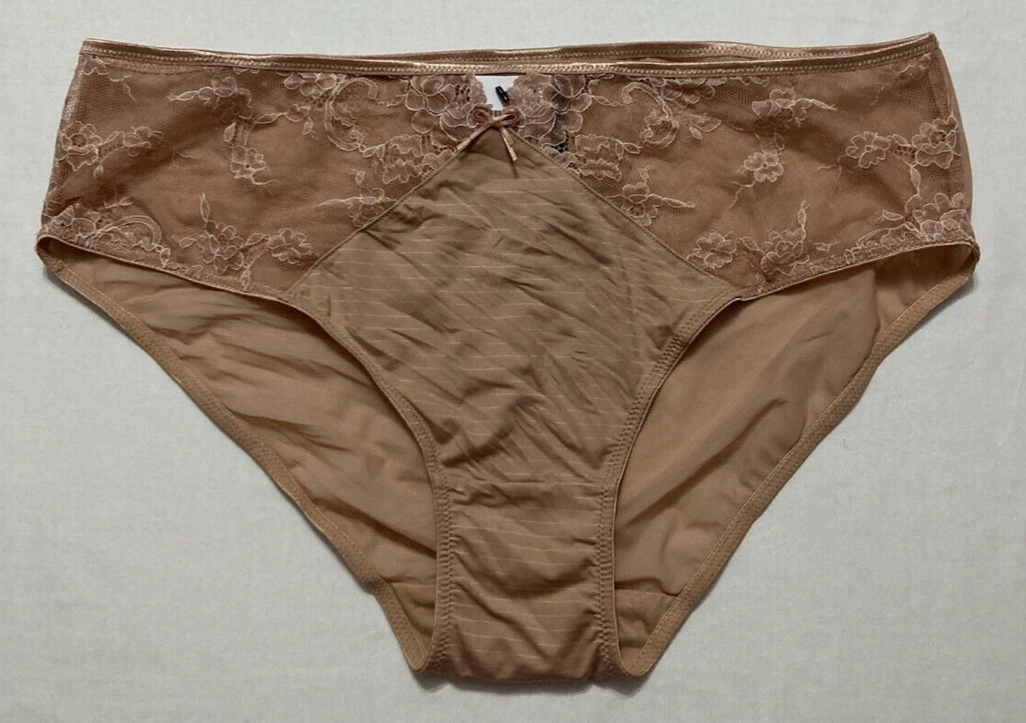 Ashley Graham Basic Hi Cut Plus Size Brief Panty 1X/Cappuccin