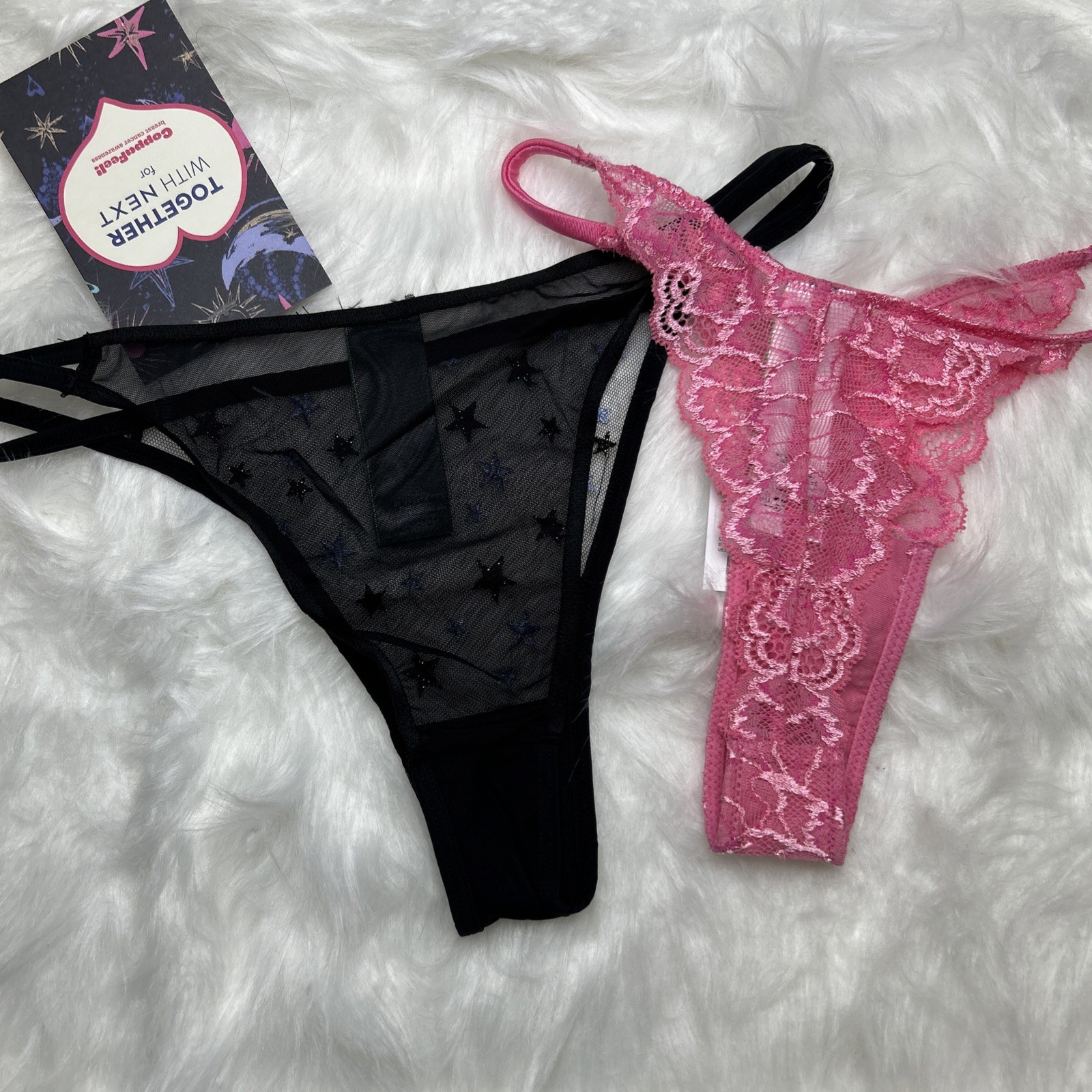 NEXT SET – TANGA KNICKERS – 2 PCS – UK6 – PINK/ BLACK