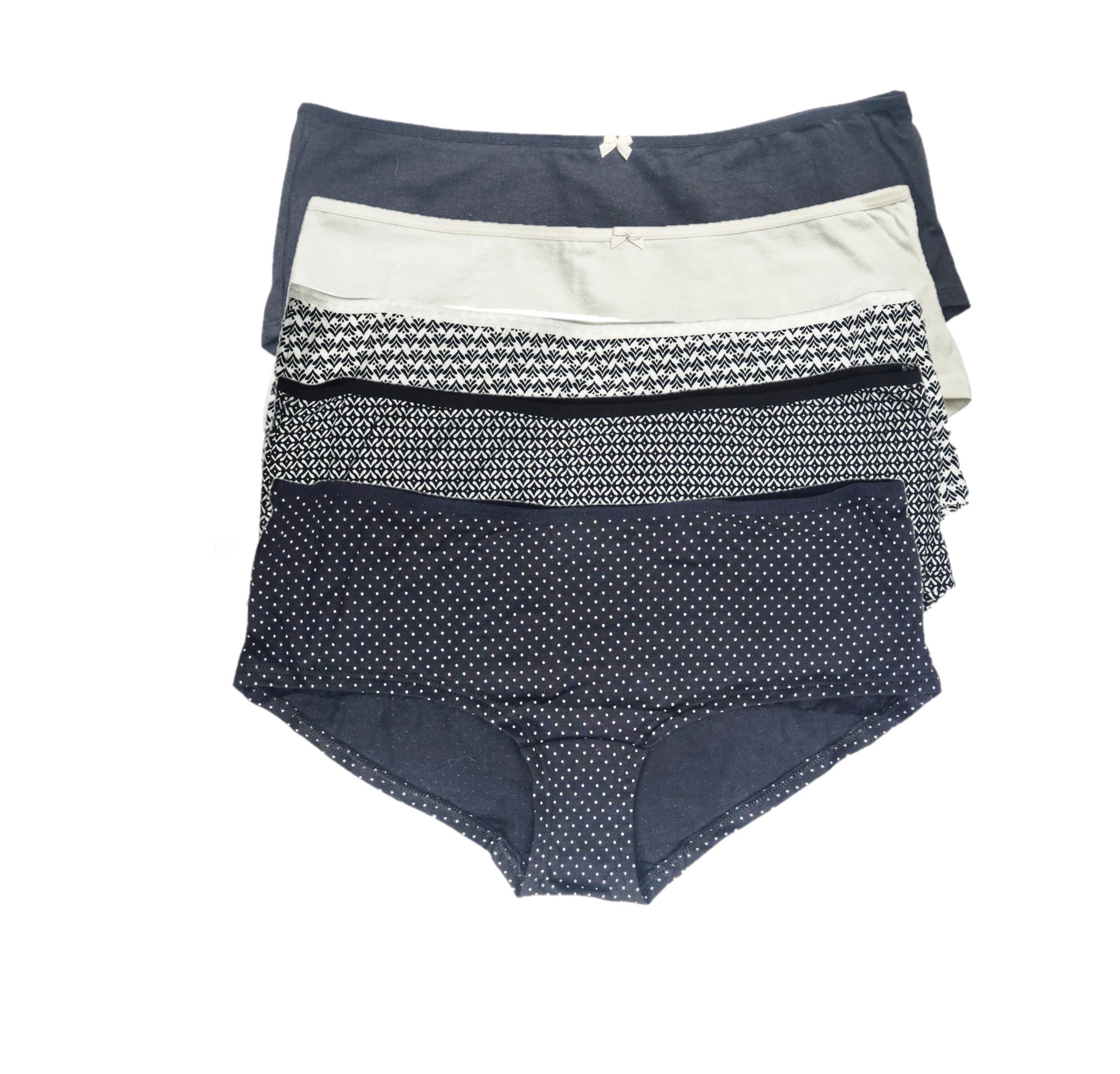 M&S 5pk Cotton Lycra™ Printed Low Rise Shorts UK Size 12