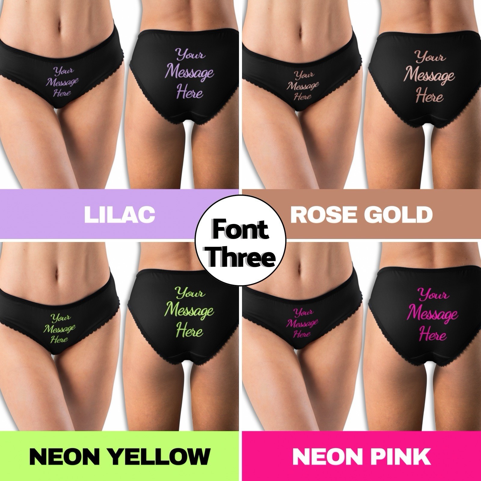 Custom Women’s Hipster Panties – Personalized Underwear – Choose Font & Color