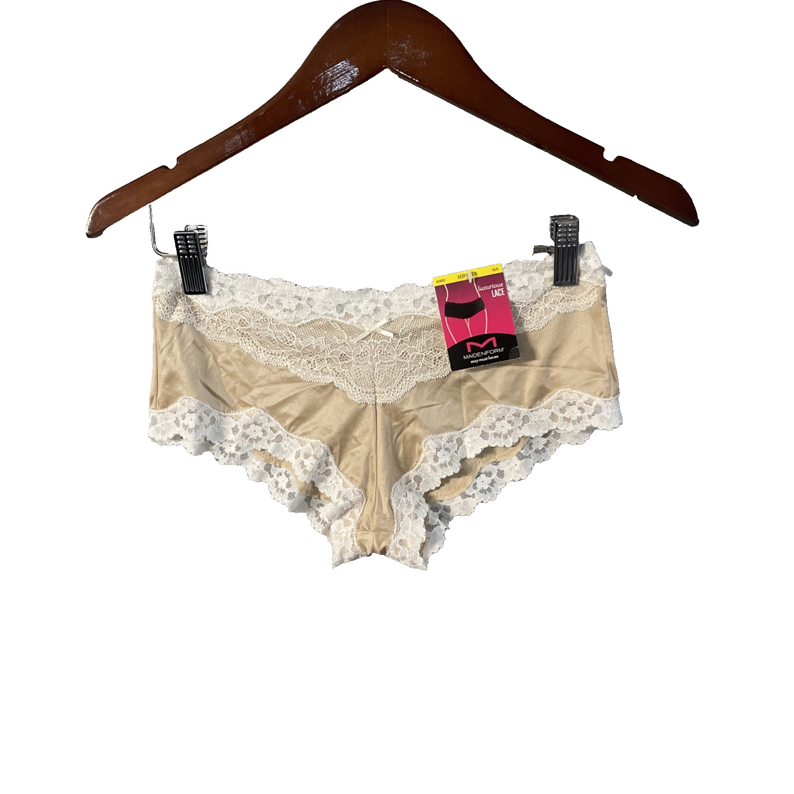 NWT Maidenform Boyshort Panty Lace Nude Medium Sissy Feminine Fairy Whimsical