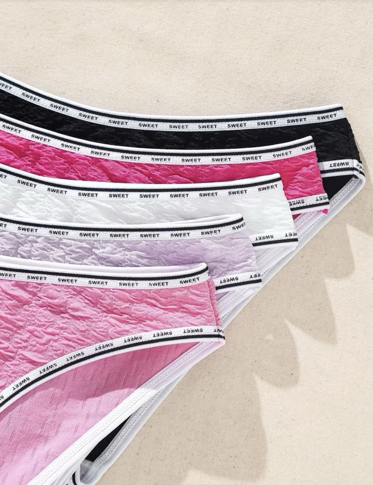 Women’s SWEET Brief Panties Lavender Pink White Black Fuchsia Stretch 5pk Medium