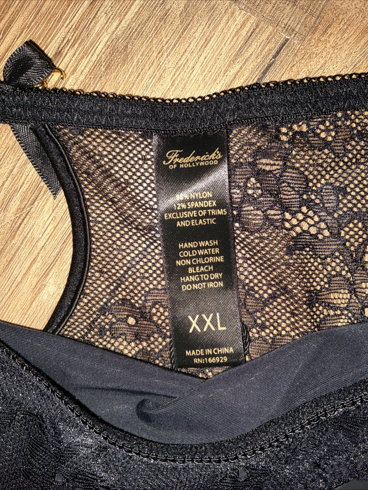 NWT XXL Frederick’s Of Hollywood LUELLA Floral Lace Black Panties F300-0032