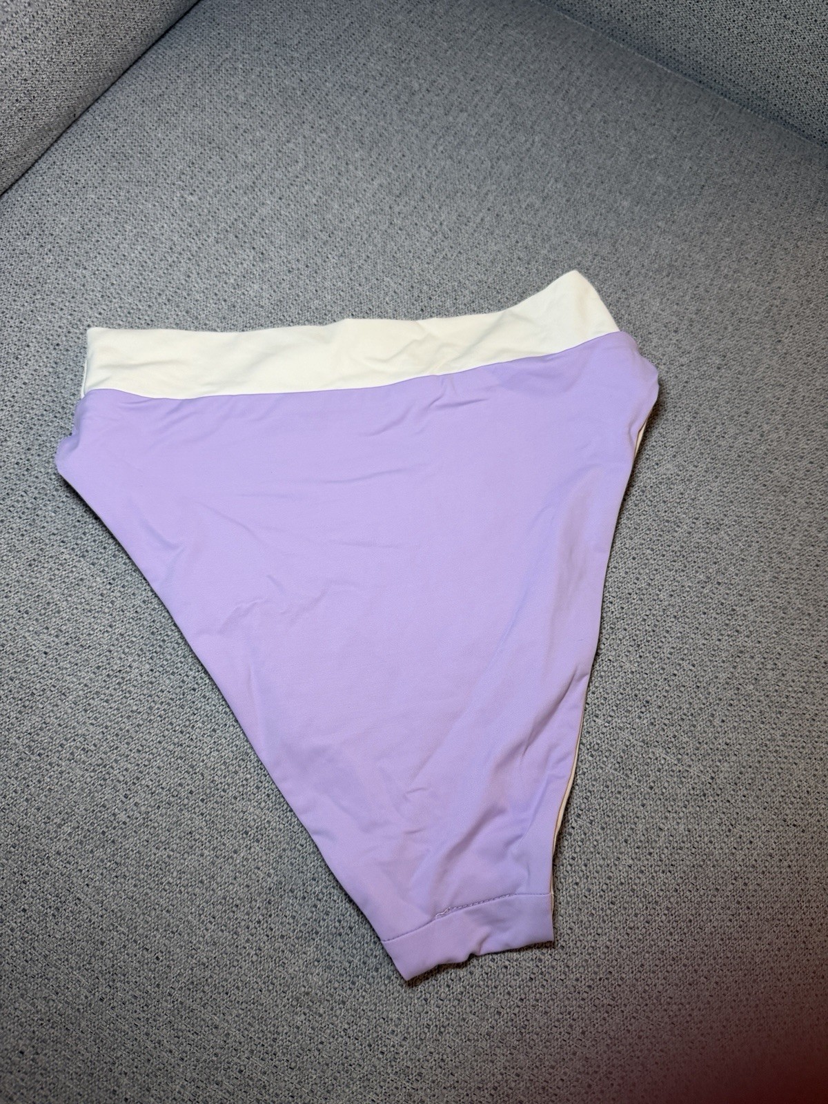 High Waist Colorblock Panties XS Purple Beige White 92% Nylon 8% Spandex Women