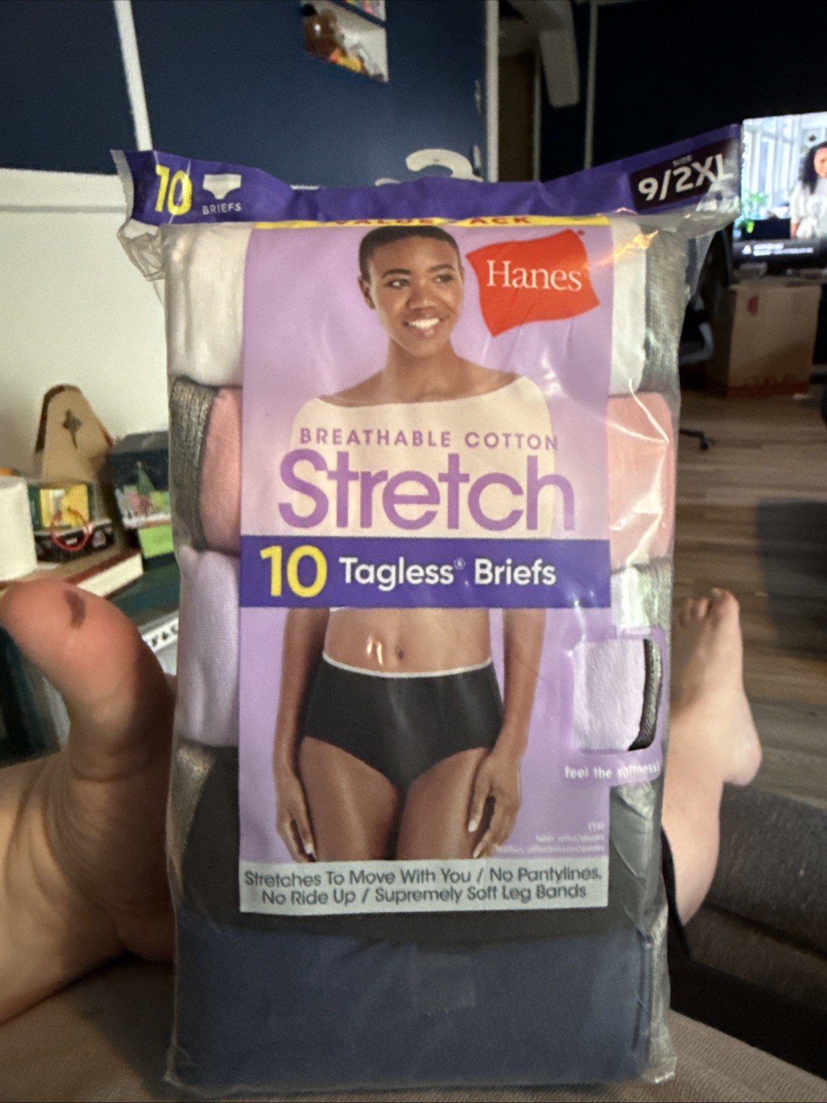 Hanes Brief Womens 10 Panties Underwear Breathable Cotton Stretch Cool 9/2XL