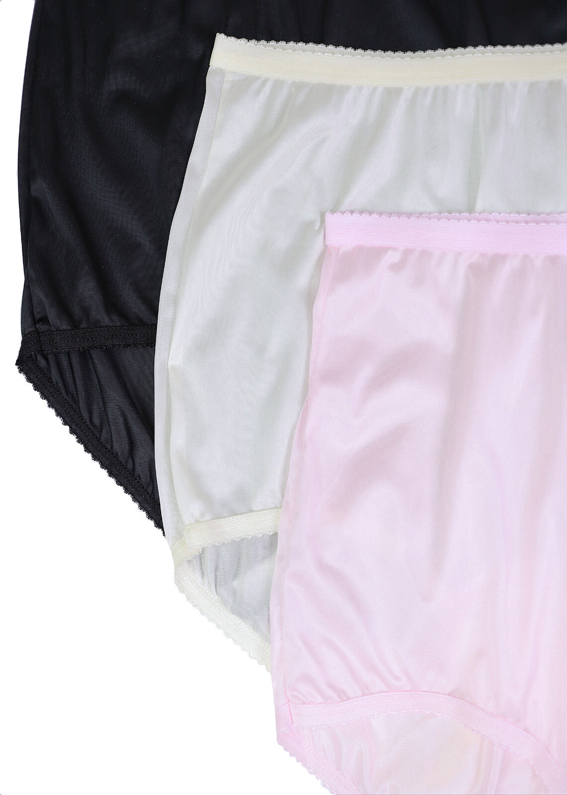 Shadowline Panties Women’s Brief Nylon Underwear Vintage Style High Waist 3 Pk