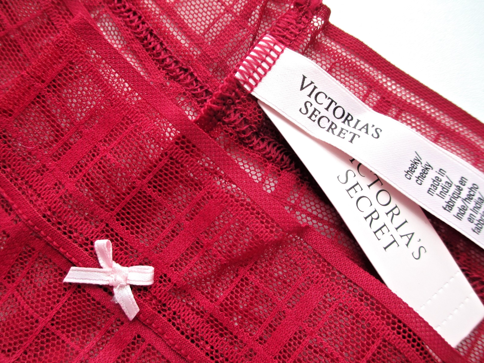 VICTORIA’S SECRET Cheeky Panty S M L XL Red NWT Plaid Lace VS FREE SHIP 4+