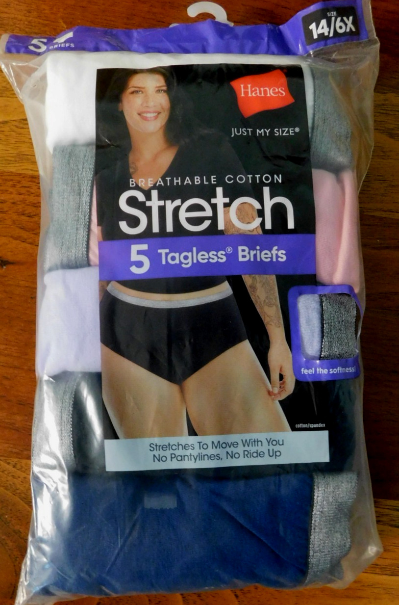 Hanes Just My Size Women’s Stretch Cotton Briefs panties, 5-Pack Sz. 14 / 6XL