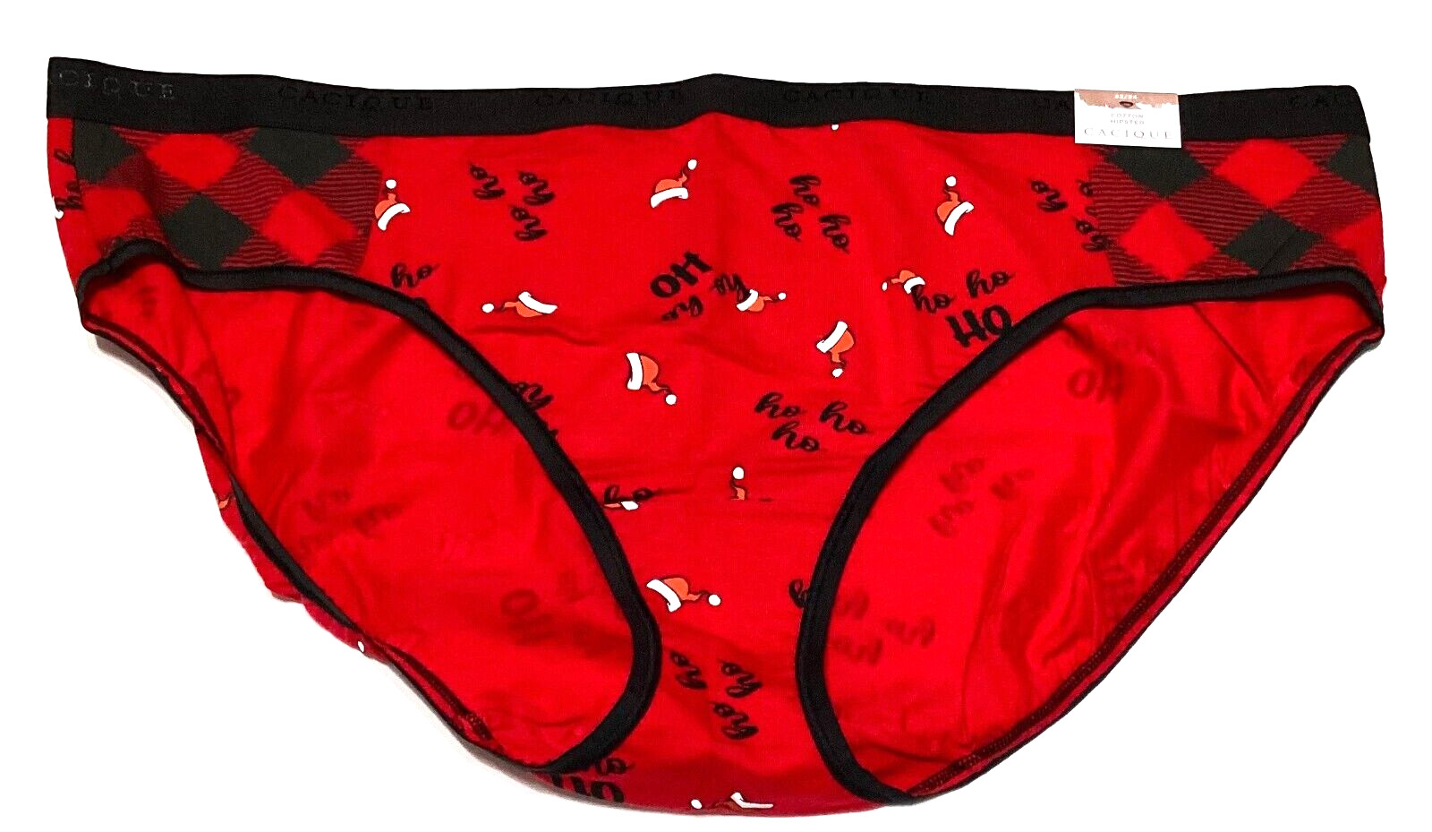 3X 22/24 – NWT Cacique red and black cotton hipster panty Christmas (xx225 a)