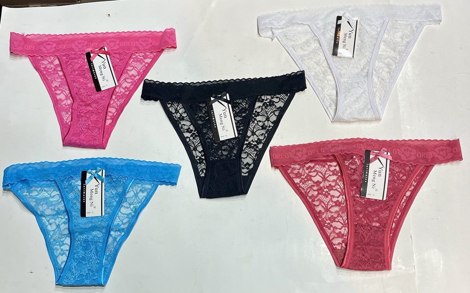 Yun Meng Ni (5) Pack Cheeky Panty Lace Lingerie Size Medium Pretty Color Mix Set