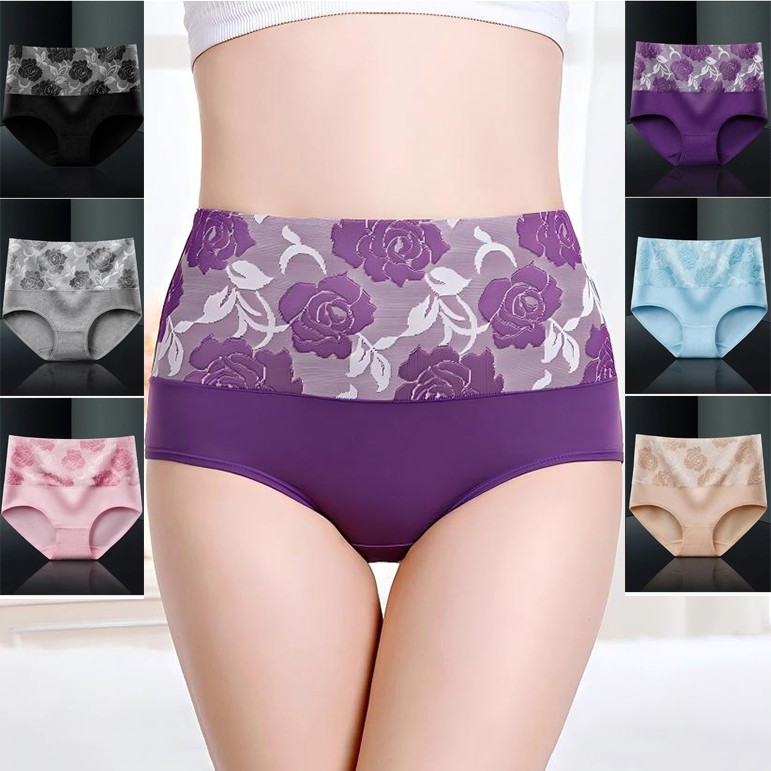 6Pcs/Lot Women High Waist Cotton Panties Plus Size 5XL Breathable Patchwork Slim