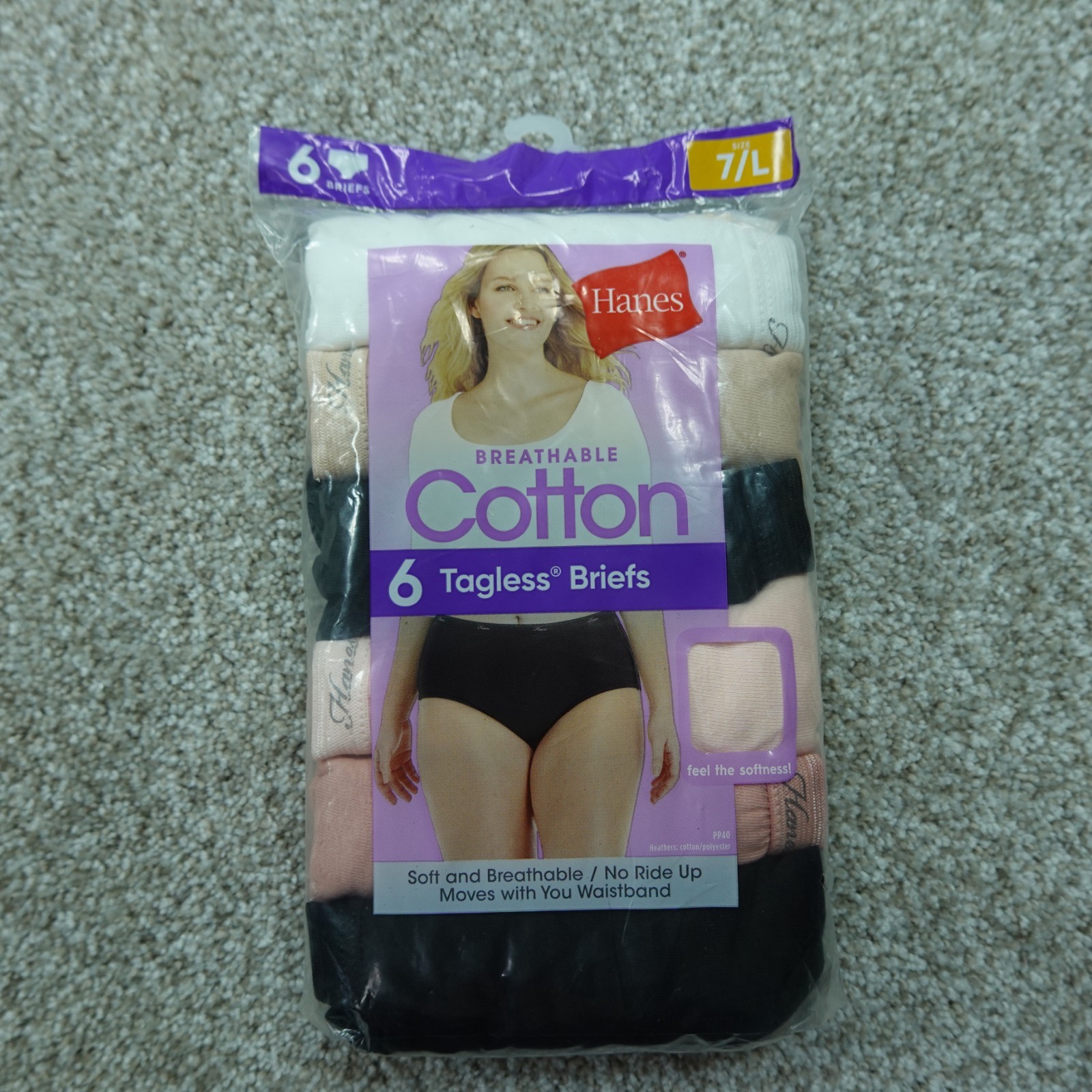 Hanes Underwear Womens 7 Large Briefs Solid Breathable Cotton Tagless 6 Pairs