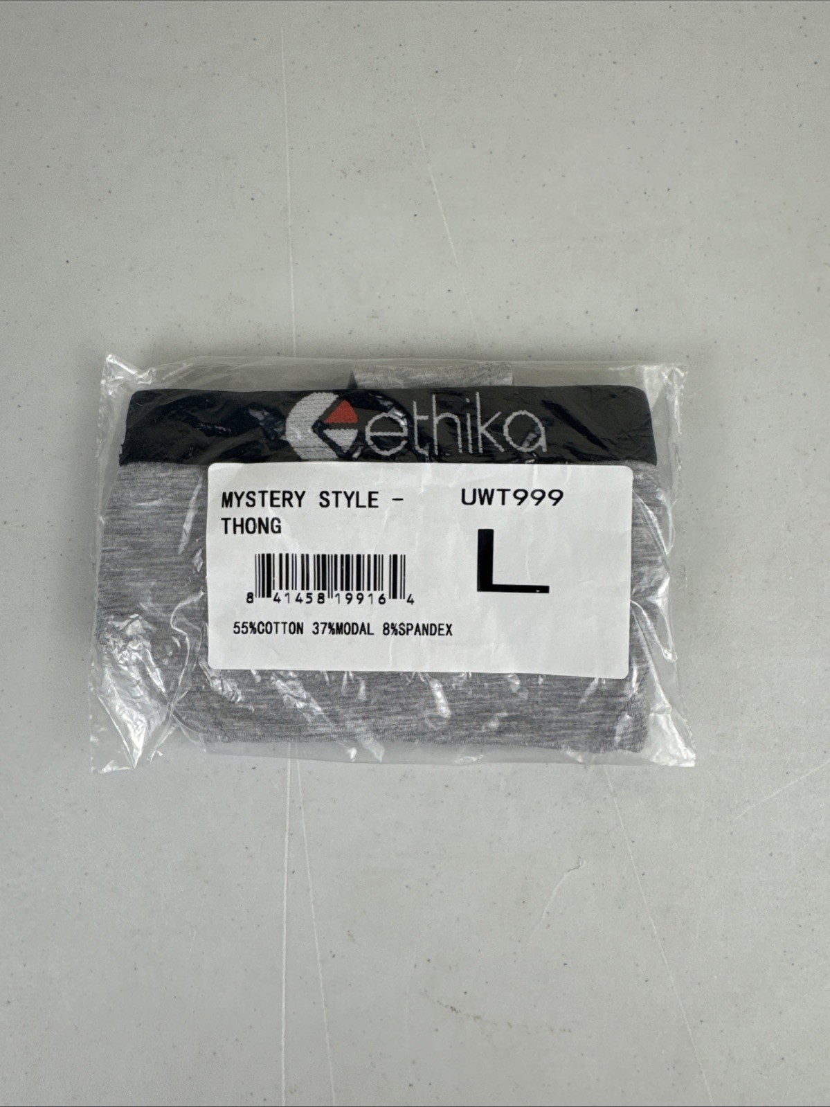 Ethika Women’s Mystery Thong UWT999 Size Large New with Tags Gray Color