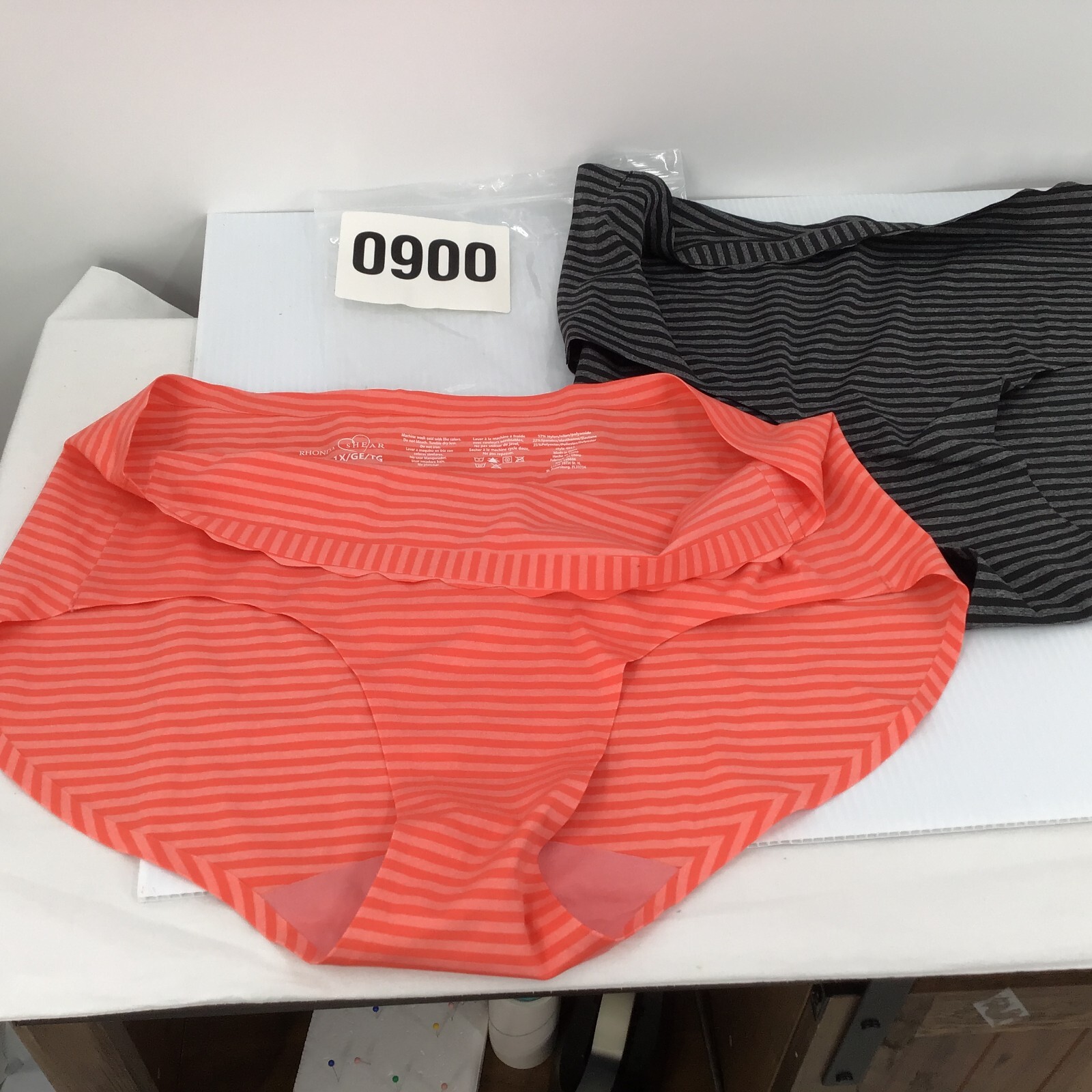2 Pair Rhonda Shear 1X Style 4053, Stripe Panties, Black & Orange