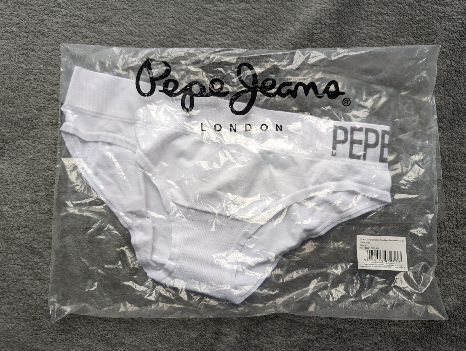 Pepe Jeans Underwear Womens Medium White Seam Free Brief Alene Logo Pants