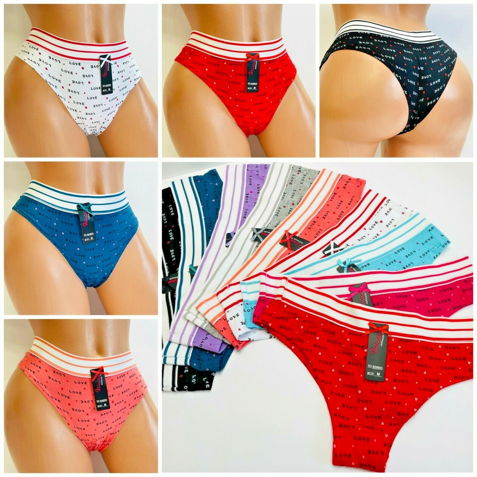 6-12 Women BIKINI Cheeky Hispter Panties Undies 95% COTTON ACTIVE WEAR 3053 S-XL