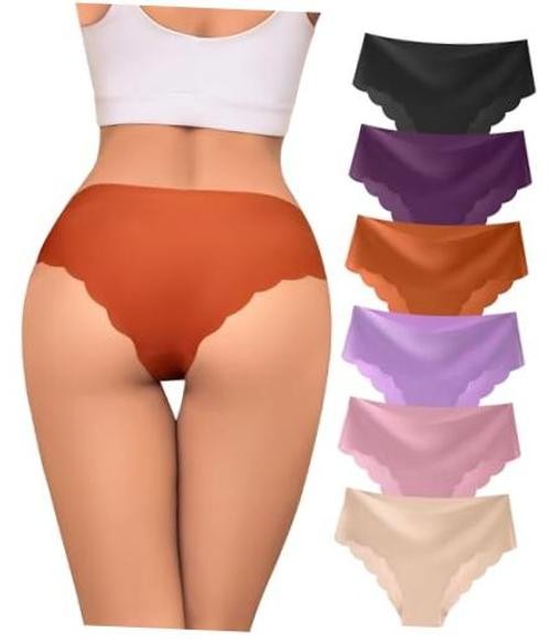 Sexy Seamless Underwear Wave Edge No Show Bikini Panties V Medium Multicolor-01