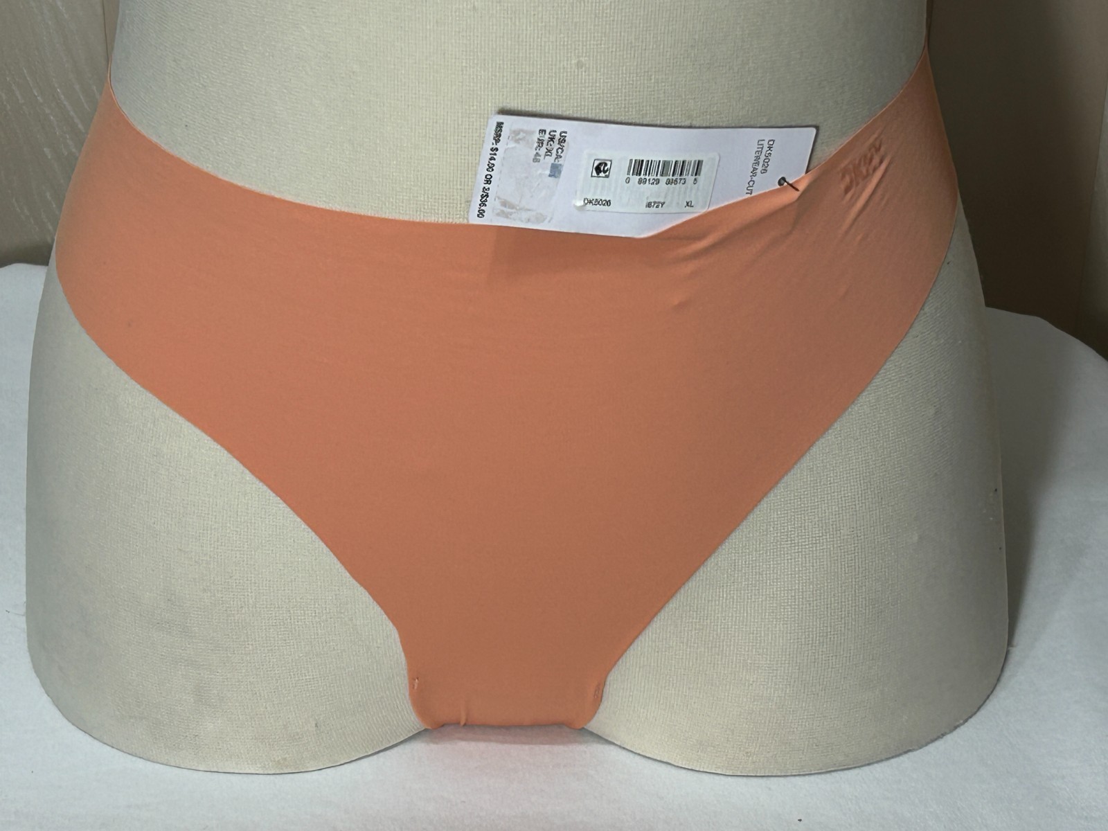 DKNY Womens Thong Underwear XL Laser Cut Litewear Panty Coral 1 Pair DK5026