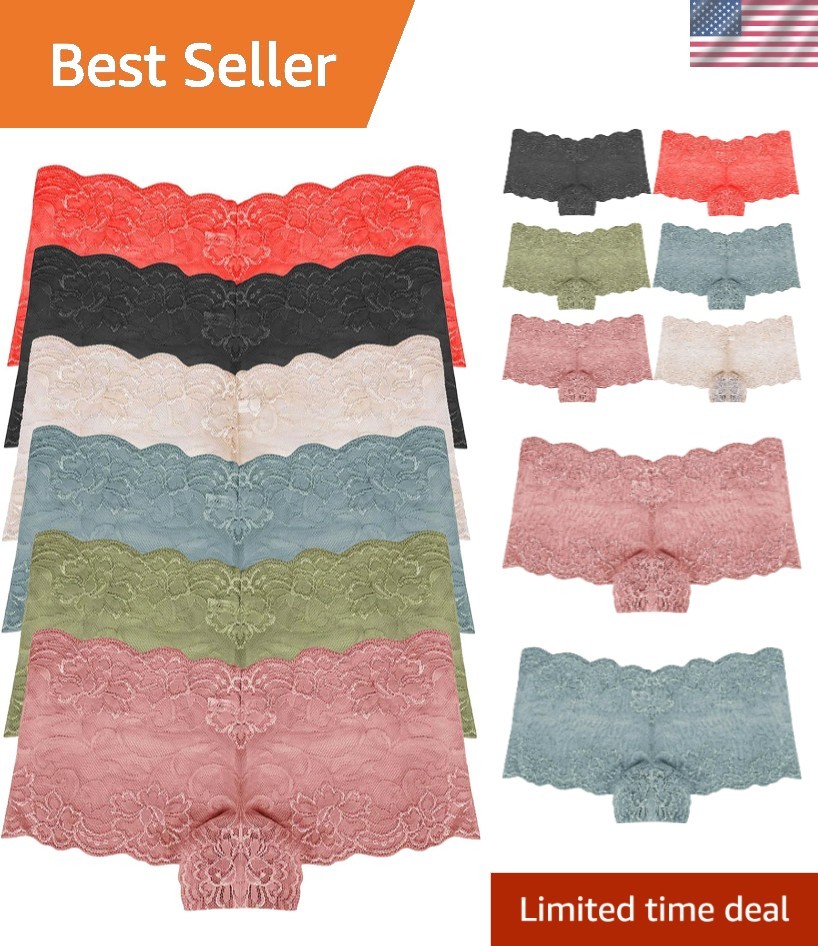 Cheeky Lace Boyshorts for Women: Breathable Pack of 6 Lingerie Essentials