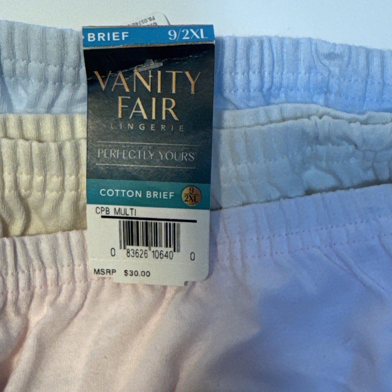 New Vanity Fair Womens Briefs 3 Pair Perfectly Yours Classic Cotton Sz 9/2XL