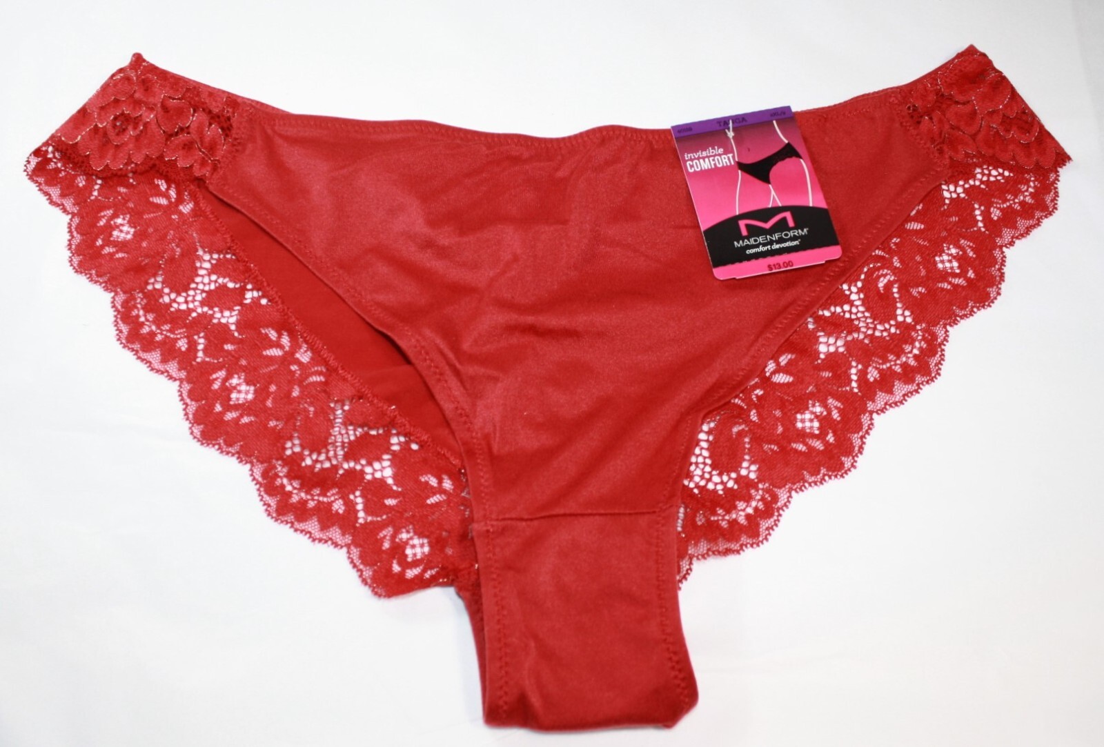 NWT set/3 MAIDENFORM comfort devotion LACE TANGA RED BLUE geo FLORAL wine 2XL