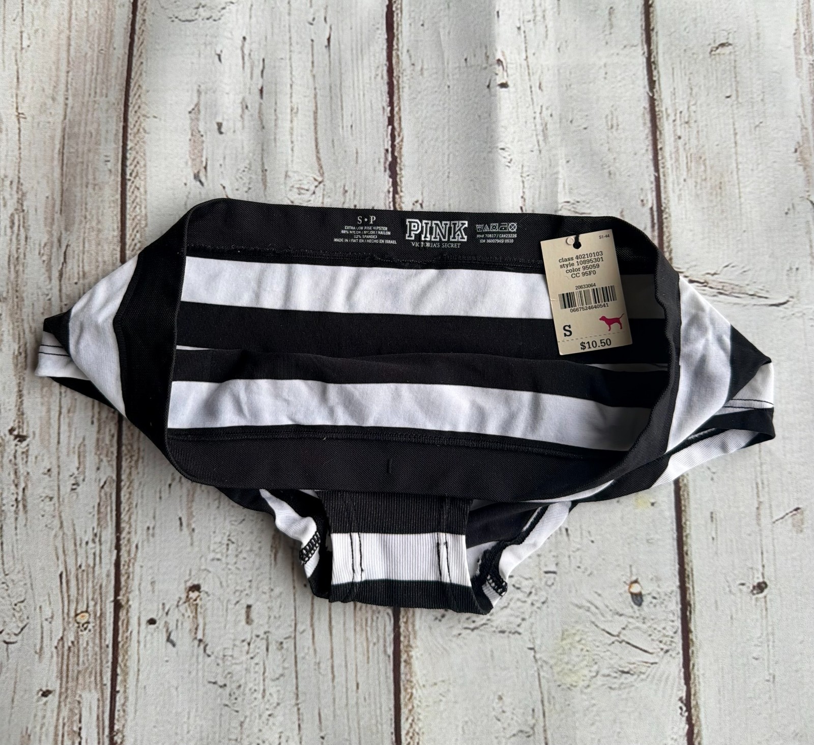 Vintage Y2K Victoria’s Secret PINK Striped Xtra LowRise Hipster S 05.10 NWT VHTF