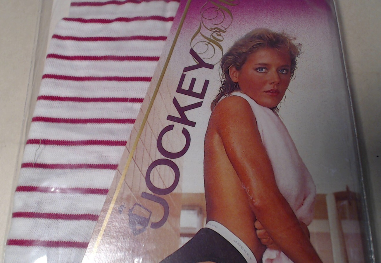New Vtg 1984 Jockey For Her Red Strip White French Cut Brief Sz 6 Panty Cotton