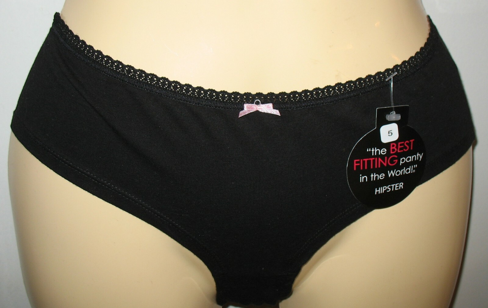THE BEST FITTING PANTY IN THE WORLD – HIPSTER -BLACK – S/ 5 – COTTON STRETCH