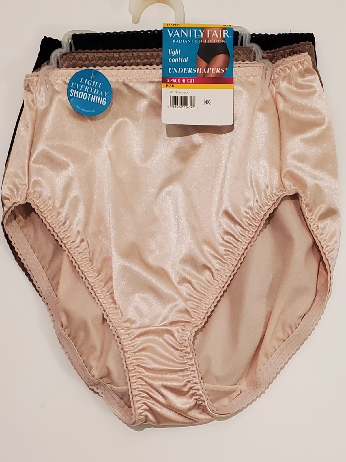 Vanity Fair Radiant Undershaper Underwear Womens S5 to 5XLHi-Cut 3 Pk Multicolr