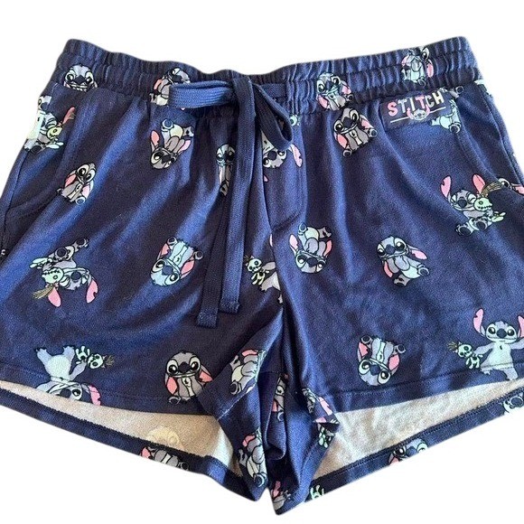 Disney Stitch Sleep Lounge Pajama Shorts S (4-6) Blue Cartoon Print
