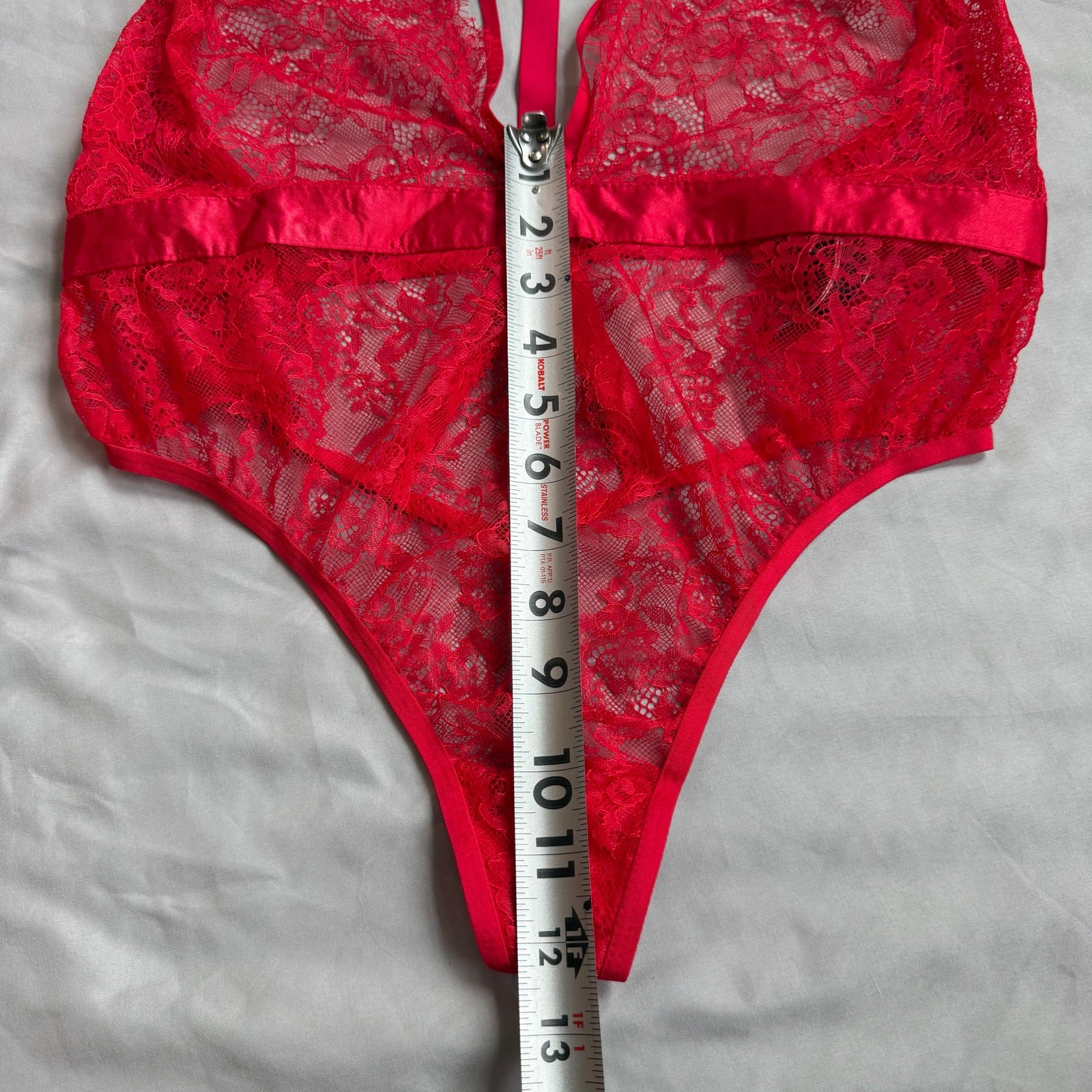 Victoria’s Secret Red Lace Teddy Bodysuit Strappy Back Lingerie Women’s L/G