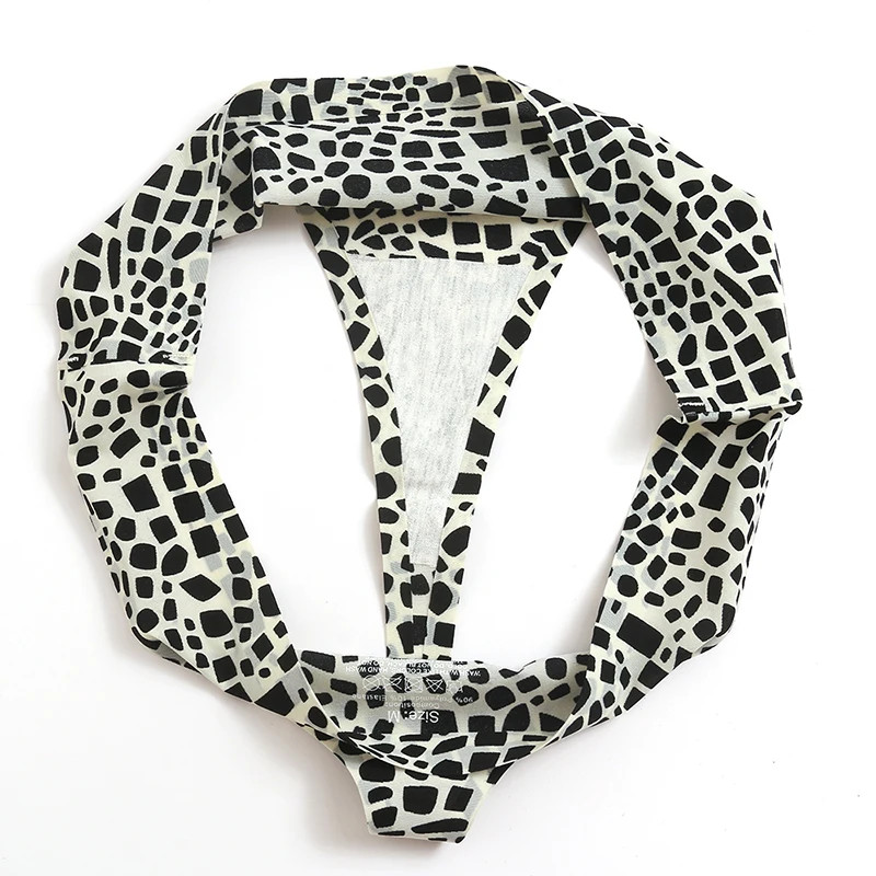 Leopard Print Thong Panties Underwear Seamless Low Rise Women’s Panty 6 Pcs