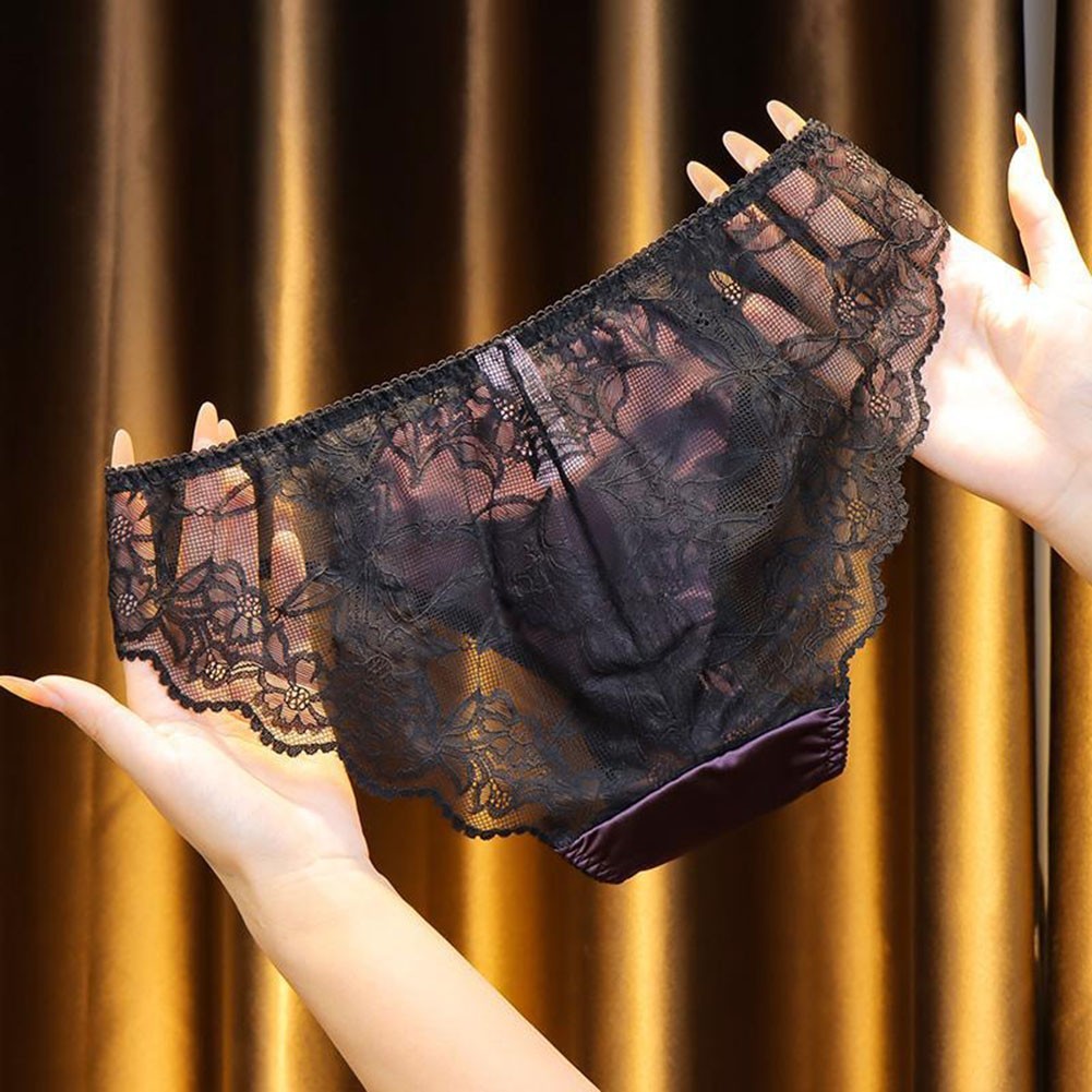 Trendy Women’s Lingerie Set featuring Satin and Lace Mesh Lolita Briefs
