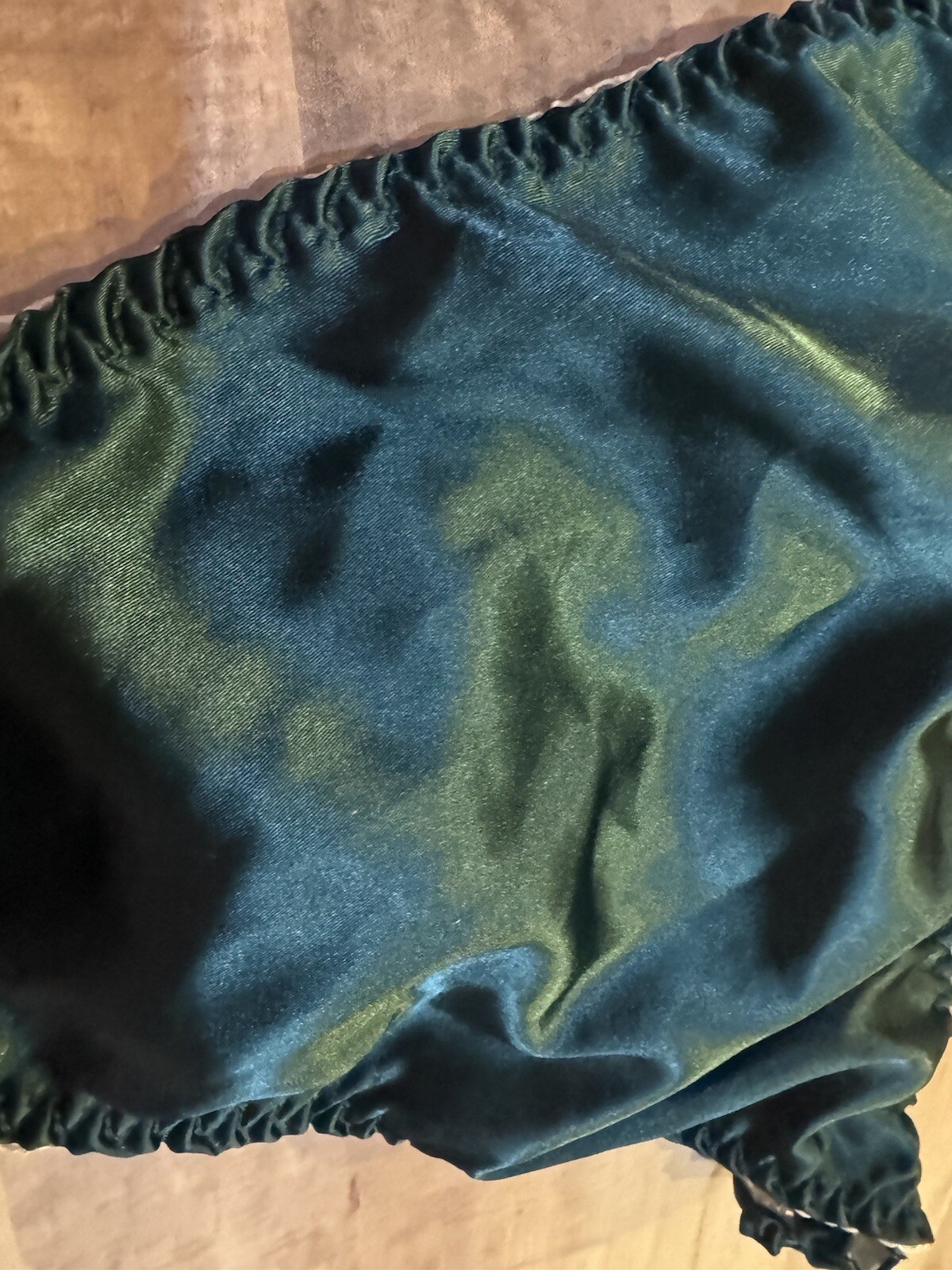 Vtg style Handmade Shiny Dark Green 2XL satin string bikini panties Satin Gusset