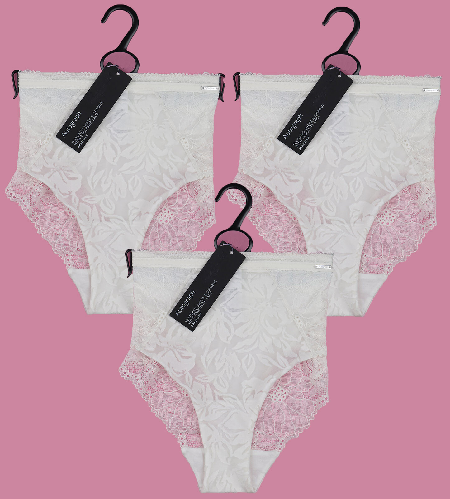 M&S Autograph Brazilian Knickers Cream Womens Size 22 x3 zz