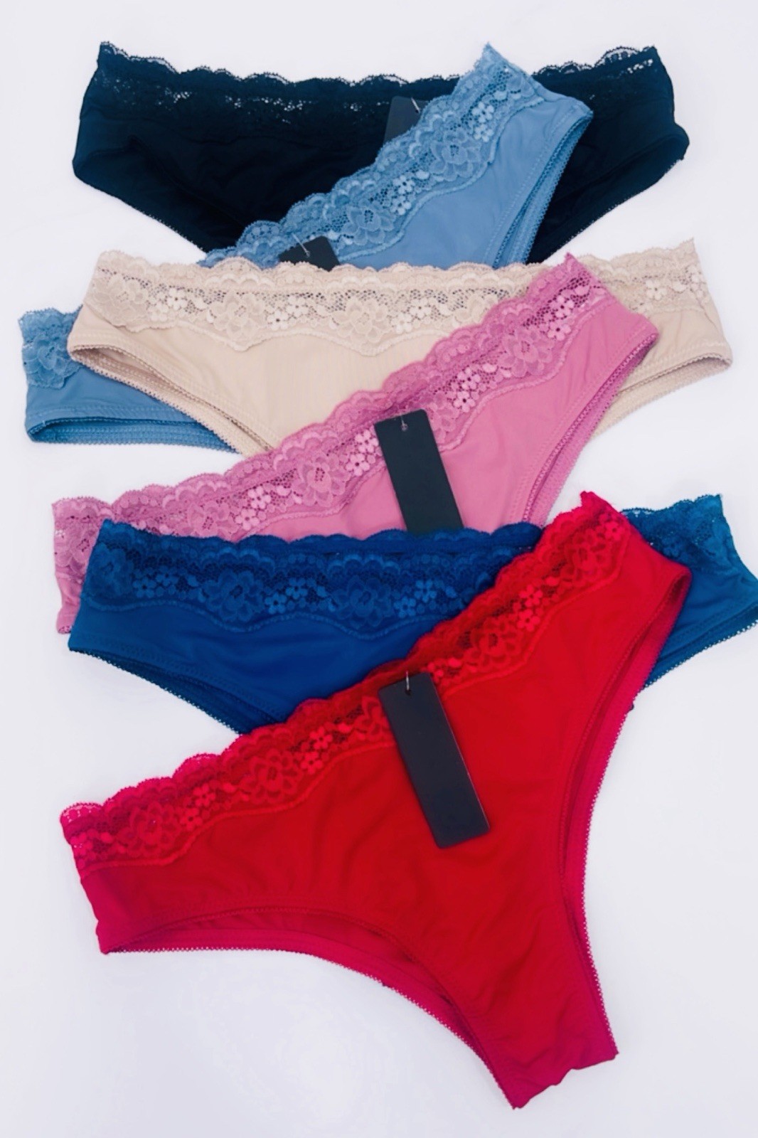 Lot 6 PRETTY SATIN Lace BIKINIS Style PANTIES Womens Underwear 68842 S M L XL