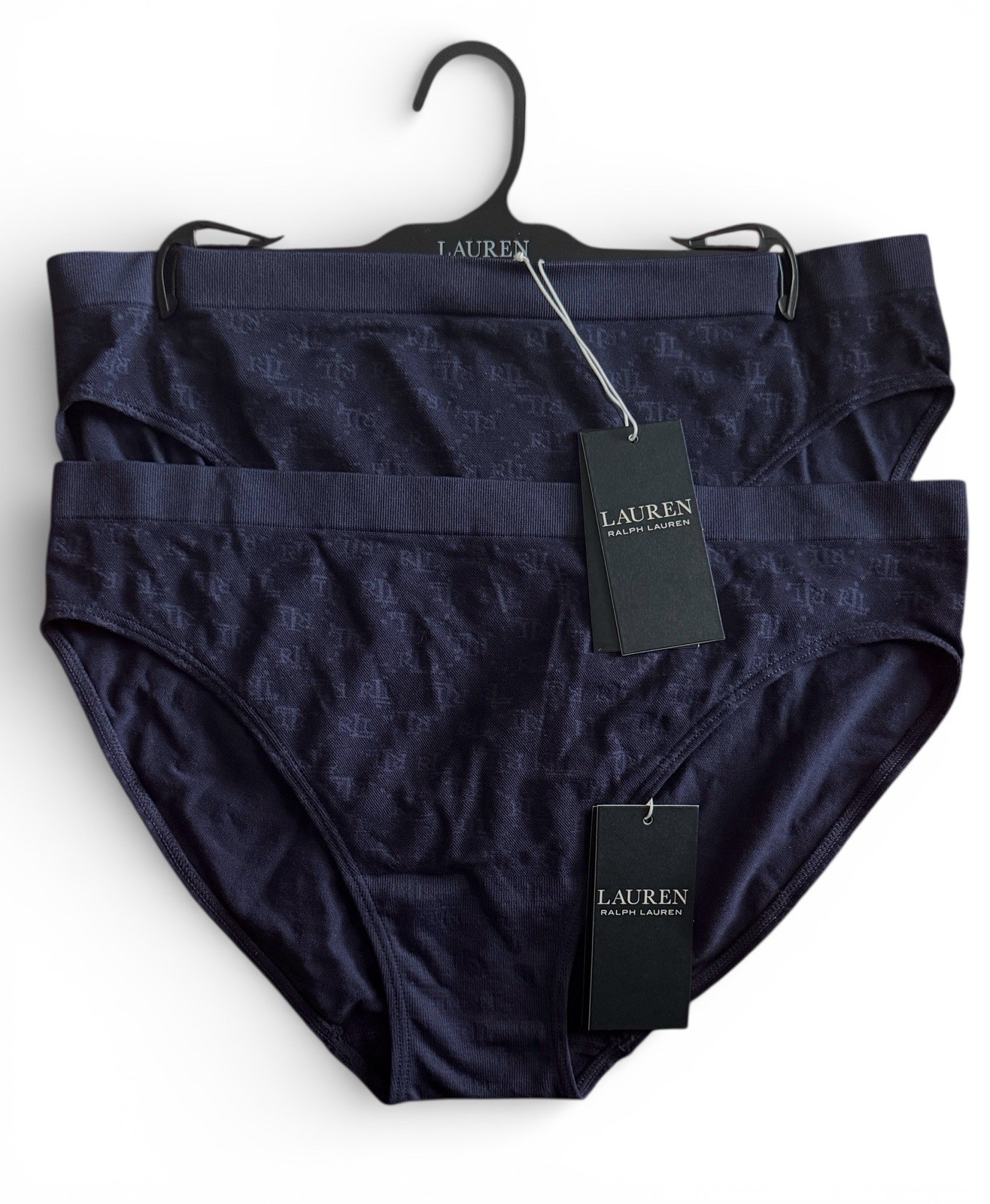 Ralph Lauren LRL Monogram Mesh Navy Bikini Panty Women’s Large 2-Pair