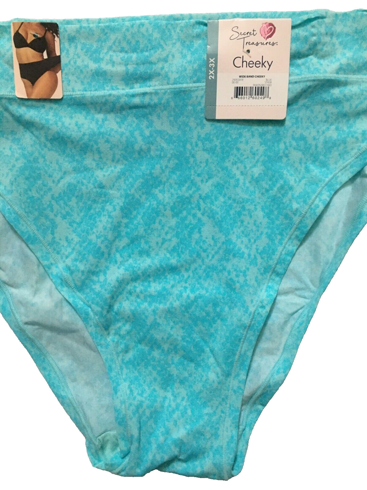 Womens Teal Blue Cheeky Panties Size 2X-3X Wide Band Super Soft 4 Way Stretch