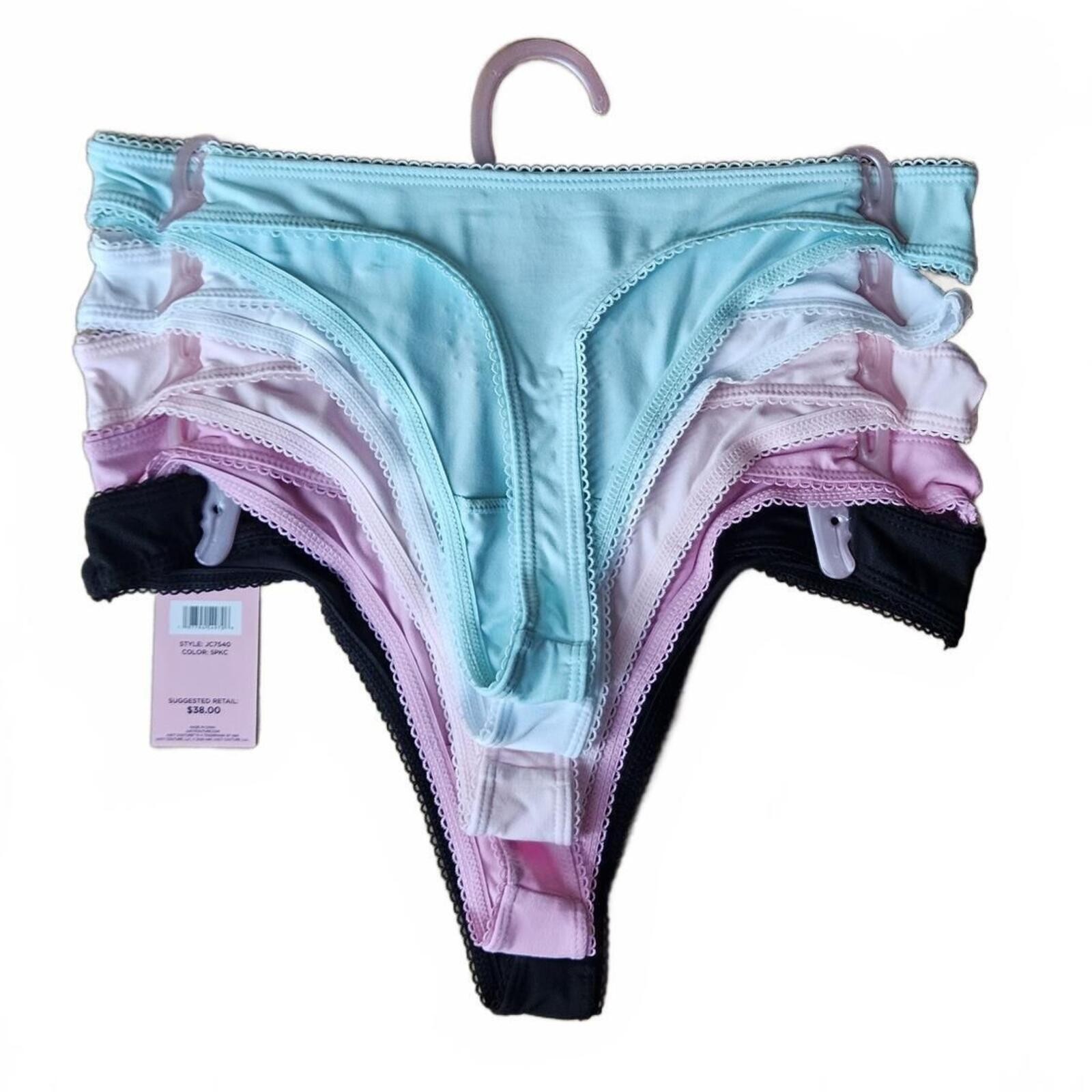 Juicy Couture 5 Pack Butterfly Rhinestone Thong Set Pastel Size Medium NWT E/26