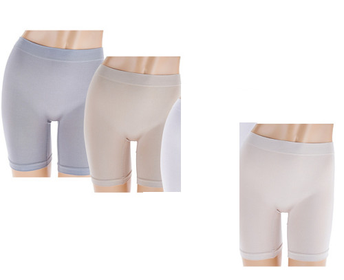 Breezies Set of 3 Seamless Long Leg Panties-Silver/Nude/Sunbeige-Small-A262701